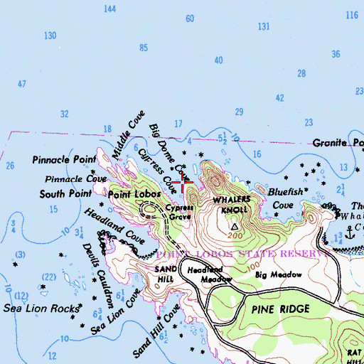 Topographic Map of Big Dome Cove, CA