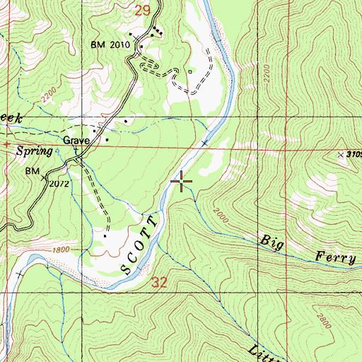 Topographic Map of Big Ferry Creek, CA