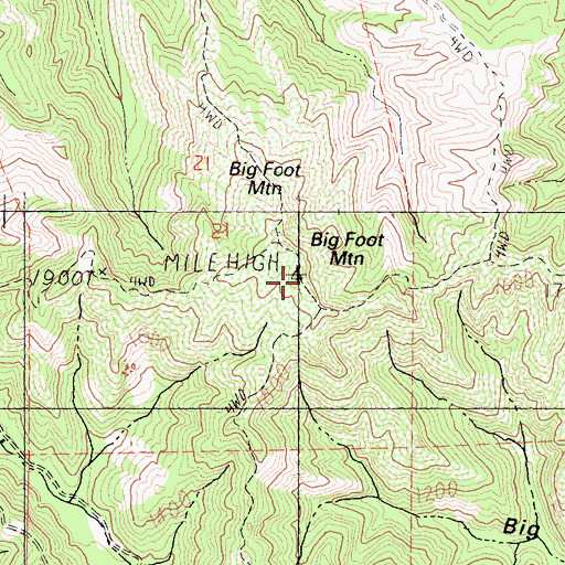 Topographic Map of Big Foot Mountain, CA