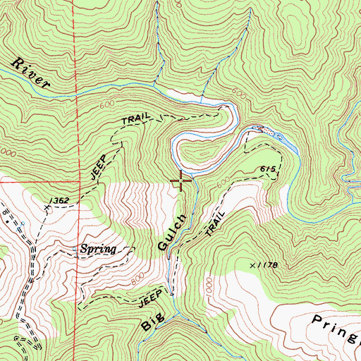 Topographic Map of Big Gulch, CA