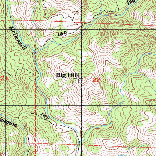 Topographic Map of Big Hill, CA