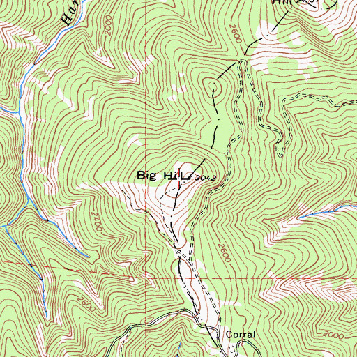 Topographic Map of Big Hill, CA