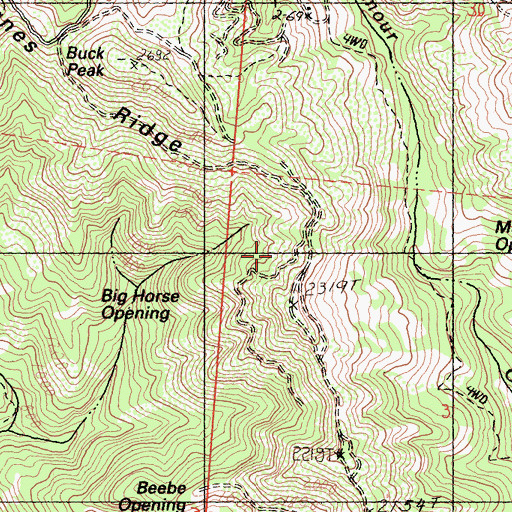 Topographic Map of Big Horse Opening, CA