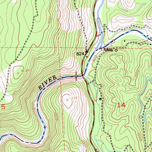 Topographic Map of Big Indian Creek, CA