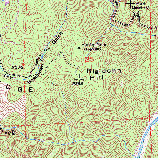 Topographic Map of Big John Hill, CA