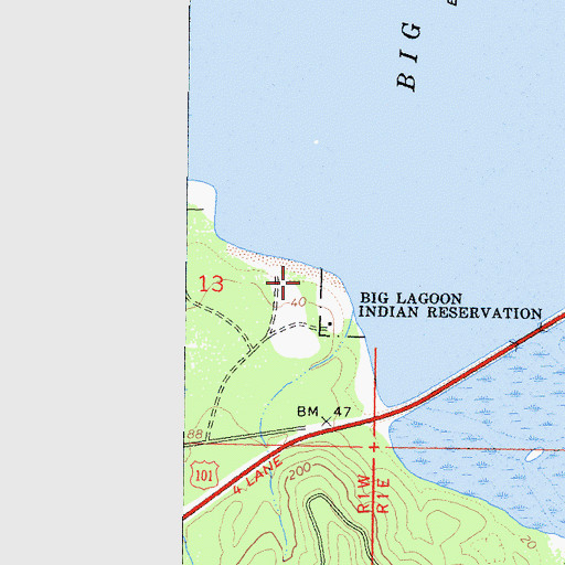 Topographic Map of Big Lagoon Rancheria, CA