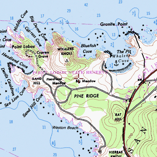 Topographic Map of Big Meadow, CA