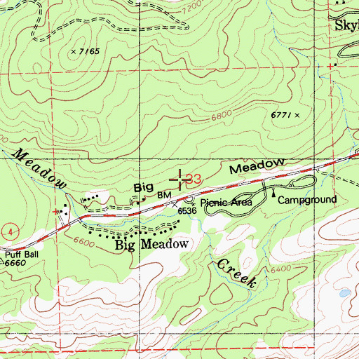 Topographic Map of Big Meadow, CA