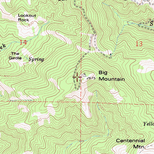 Topographic Map of Big Mountain, CA