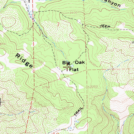 Topographic Map of Big Oak Flat, CA