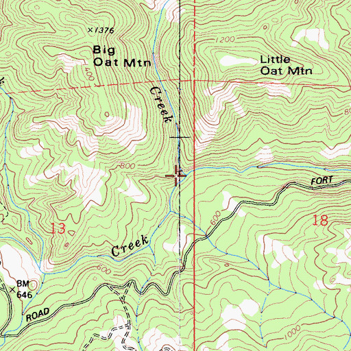 Topographic Map of Big Oat Creek, CA