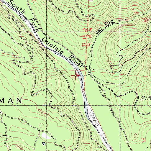 Topographic Map of Big Pepperwood Creek, CA