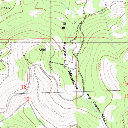 Topographic Map of Big Prather Meadow, CA