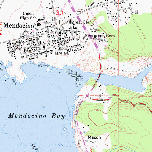 Topographic Map of Big River, CA