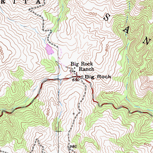 Topographic Map of Big Rock, CA