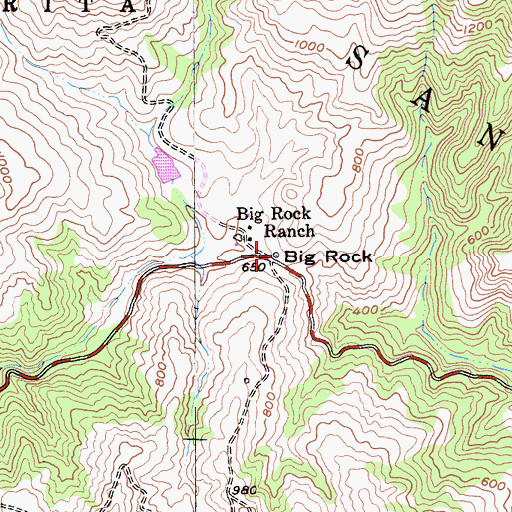Topographic Map of Big Rock, CA