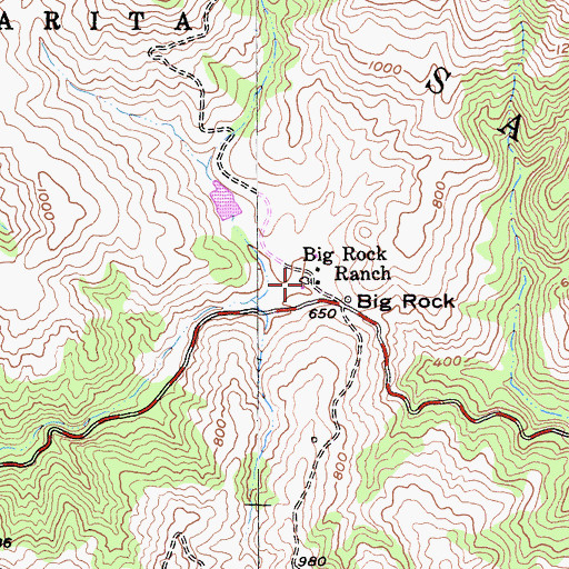Topographic Map of Big Rock Ranch, CA