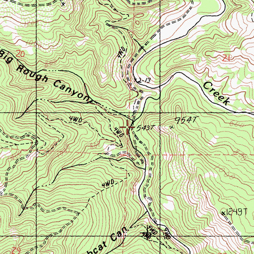 Topographic Map of Big Rough Canyon, CA