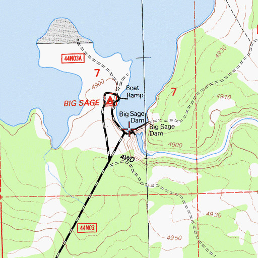 Topographic Map of Big Sage Dam, CA