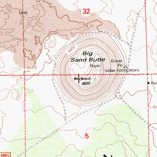 Topographic Map of Big Sand Butte, CA