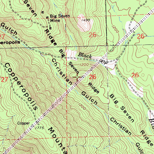 Topographic Map of Big Seven Ridge, CA