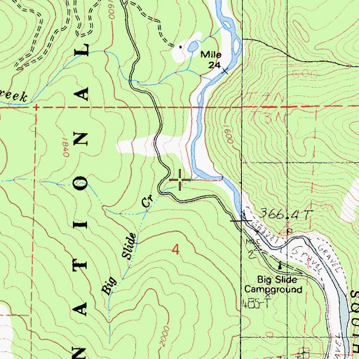 Topographic Map of Big Slide Creek, CA