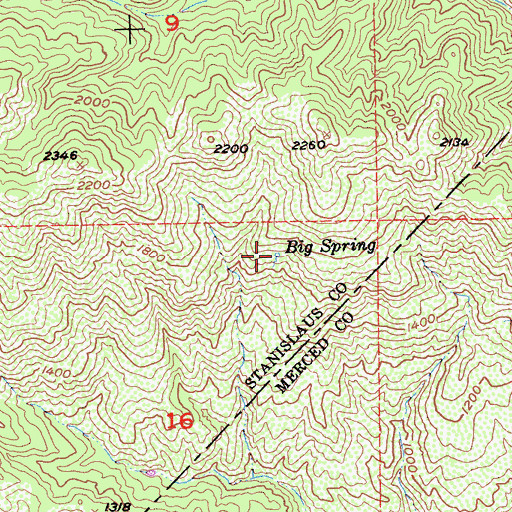 Topographic Map of Big Spring, CA