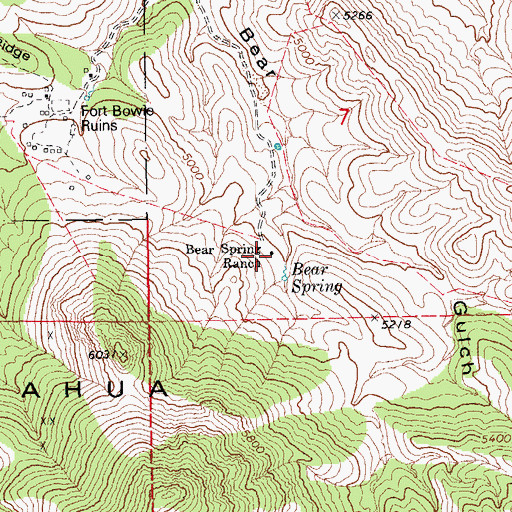 Topographic Map of Bear Spring Ranch, AZ