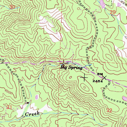 Topographic Map of Big Spring, CA