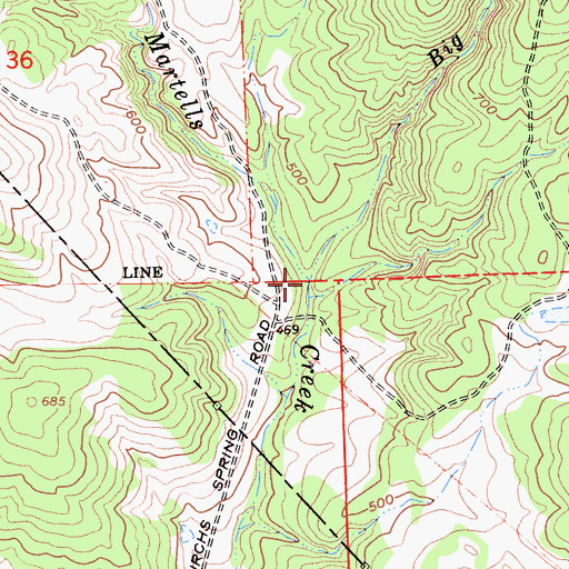 Topographic Map of Big Springs Creek, CA
