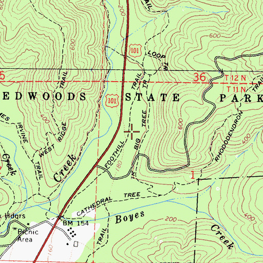 Topographic Map of Big Tree Trail, CA