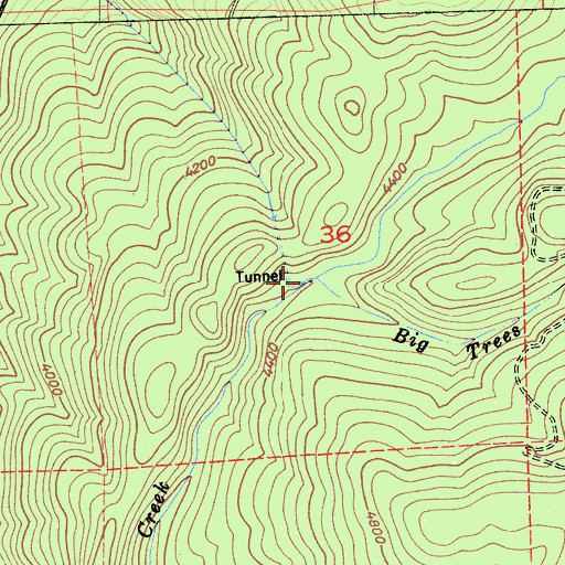 Topographic Map of Big Trees Creek, CA