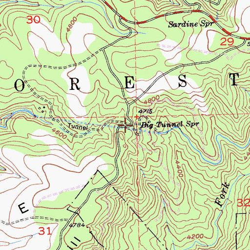 Topographic Map of Big Tunnel Spring, CA