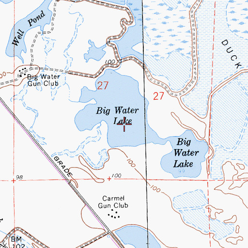Topographic Map of Big Water Lake, CA