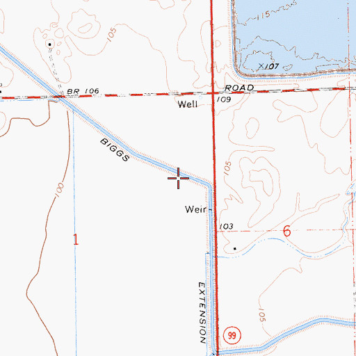 Topographic Map of Biggs Extension, CA