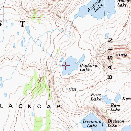 Topographic Map of Bighorn Lake, CA