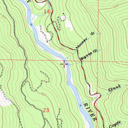 Topographic Map of Bigtree Gulch, CA
