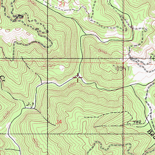 Topographic Map of Billings Creek, CA