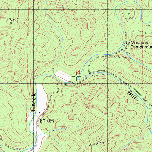 Topographic Map of Bills Creek, CA