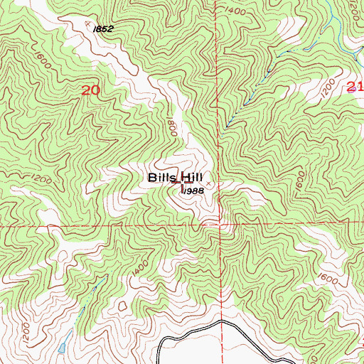 Topographic Map of Bills Hill, CA