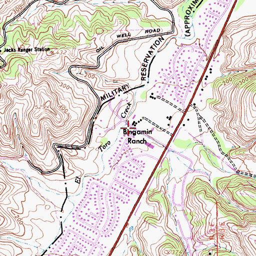 Topographic Map of Bingamin Ranch, CA