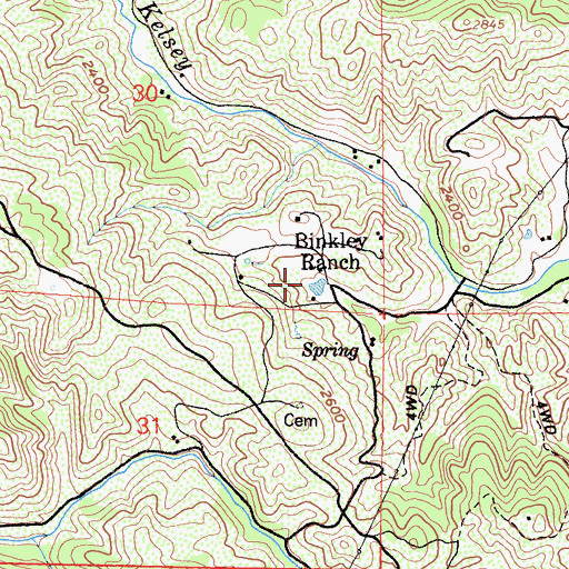 Topographic Map of Binkley Ranch, CA