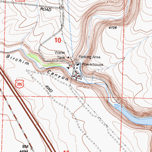 Topographic Map of Birchim Canyon, CA