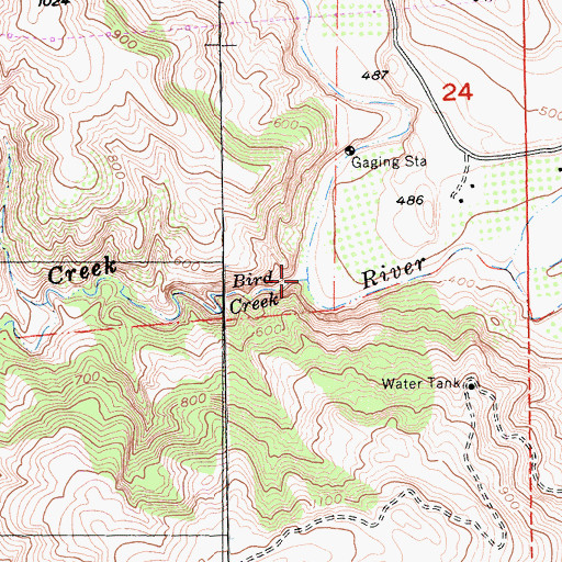 Topographic Map of Bird Creek, CA