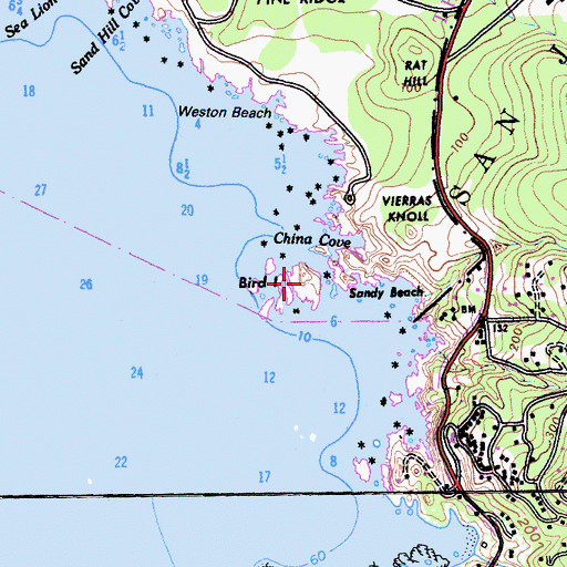 Topographic Map of Bird Island, CA