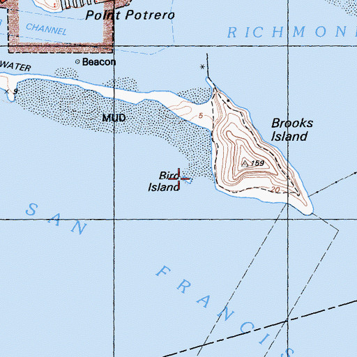 Topographic Map of Bird Island, CA