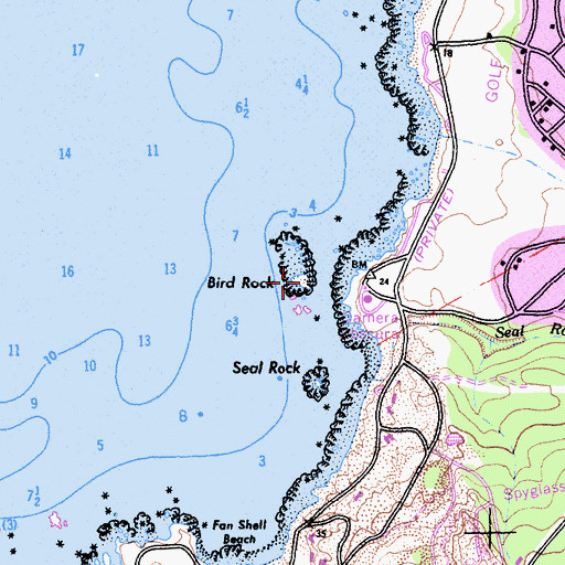 Topographic Map of Bird Rock, CA