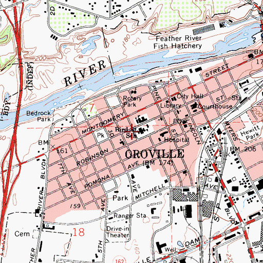 Topographic Map of Bird Street Elementary School, CA
