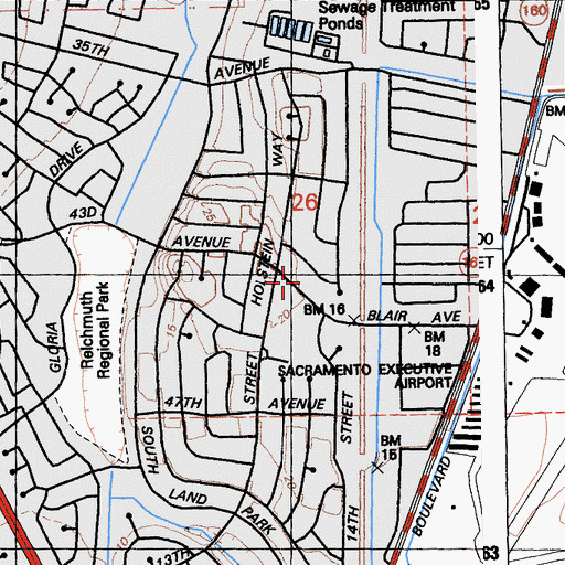 Topographic Map of Alice Birney Elementary School, CA
