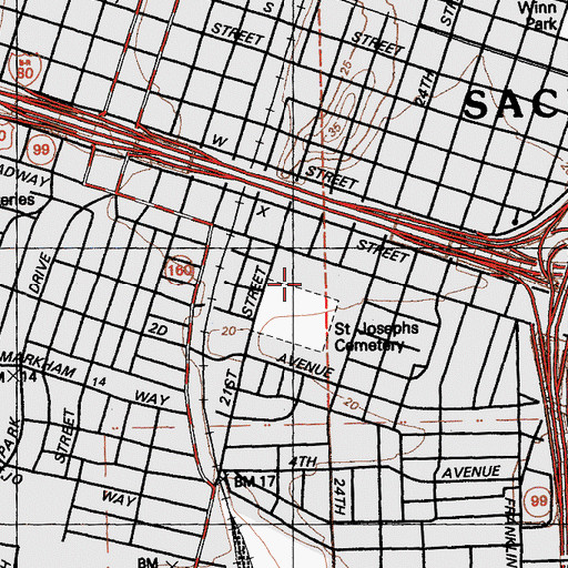 Topographic Map of Bishop Manogue High School (historical), CA